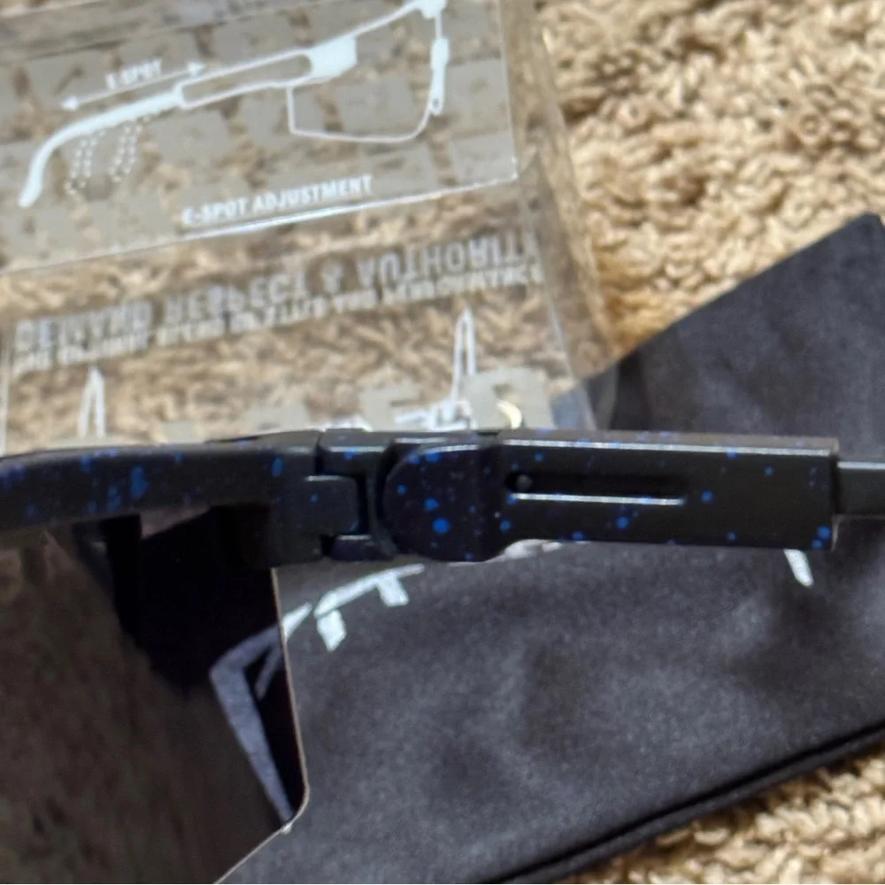 NWT Pit Viper Polarized Sunglasses Blue Lens Black Frame Blue Splatter - Picture 6 of 8